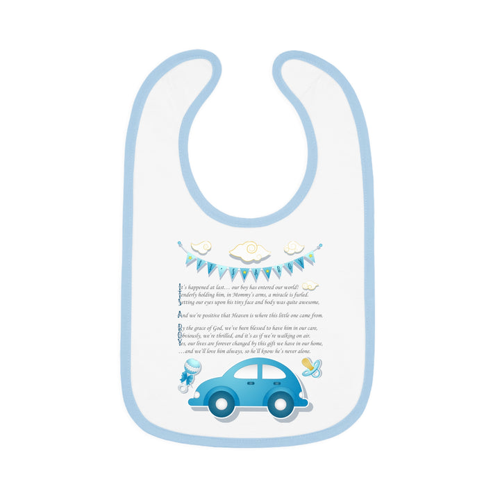 "It's a Boy" Acrostic Poem  Contrast Trim Jersey Bib - Contrast Trim Jersey Bib - Banner-Car