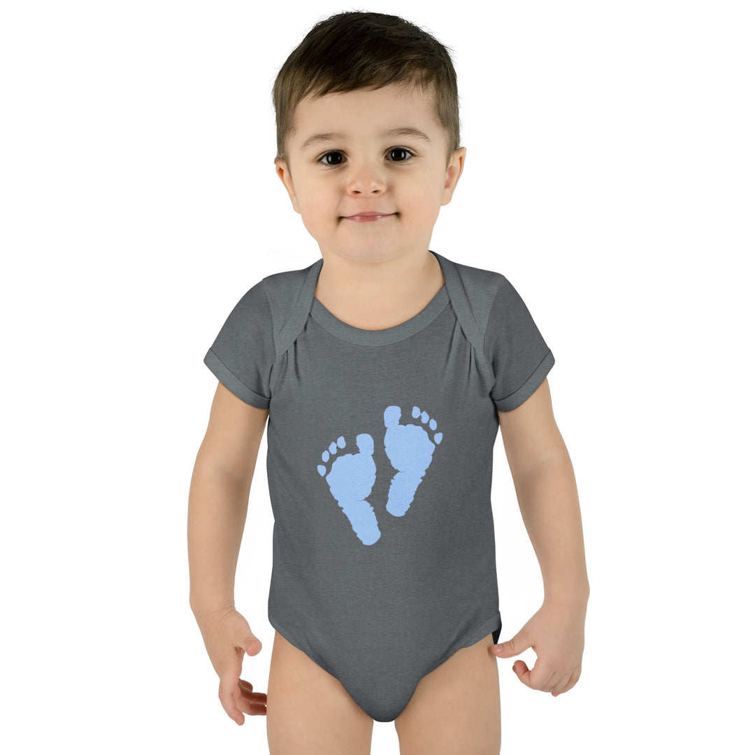 Baby Feet Acrostic Poem Baby Bodysuit - Blue Footprints