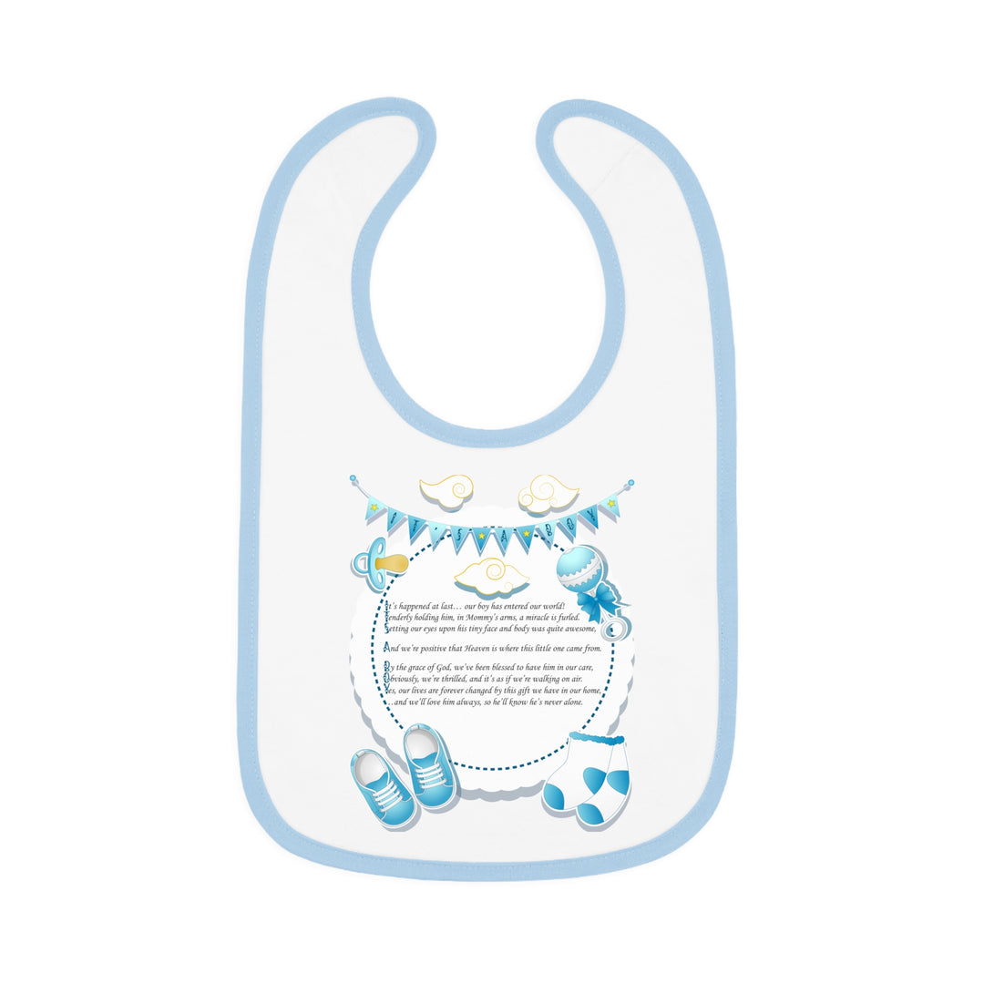 Baby Steps Acrostic Poem - Contrast Trim Jersey Bib - "It's a Boy" - Baby Items