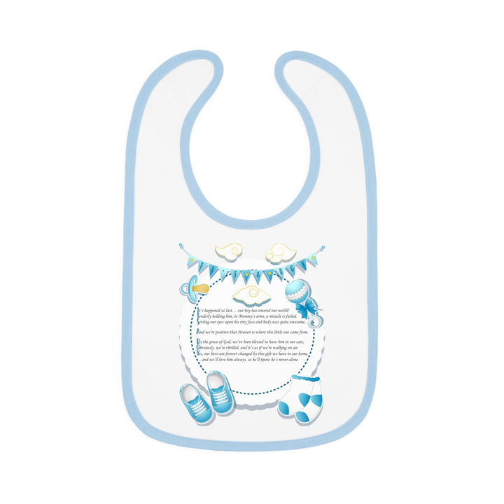 Baby Steps Acrostic Poem - Contrast Trim Jersey Bib - "It's a Boy" - Baby Items