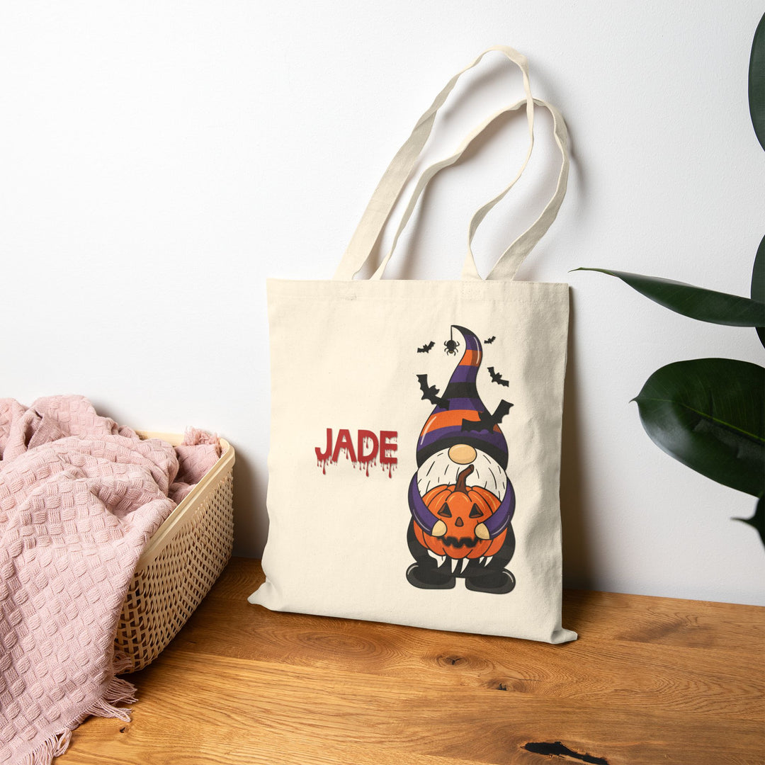 Happy Halloween Canvas Candy Tote Bag - Gnome- Personalized