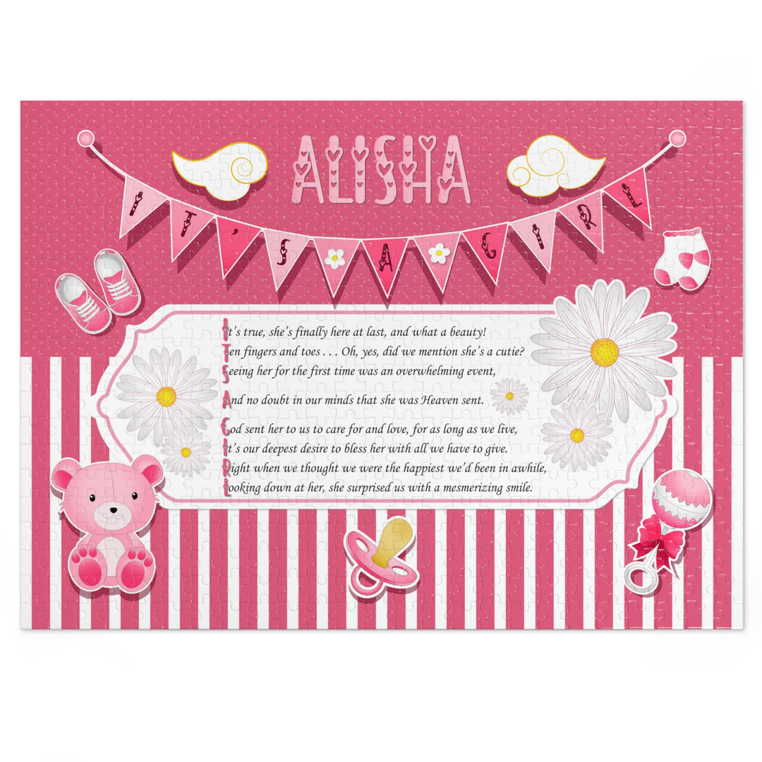 It's a Girl Acrostic Poem Puzzle - Banner and Stripes - Personalized
