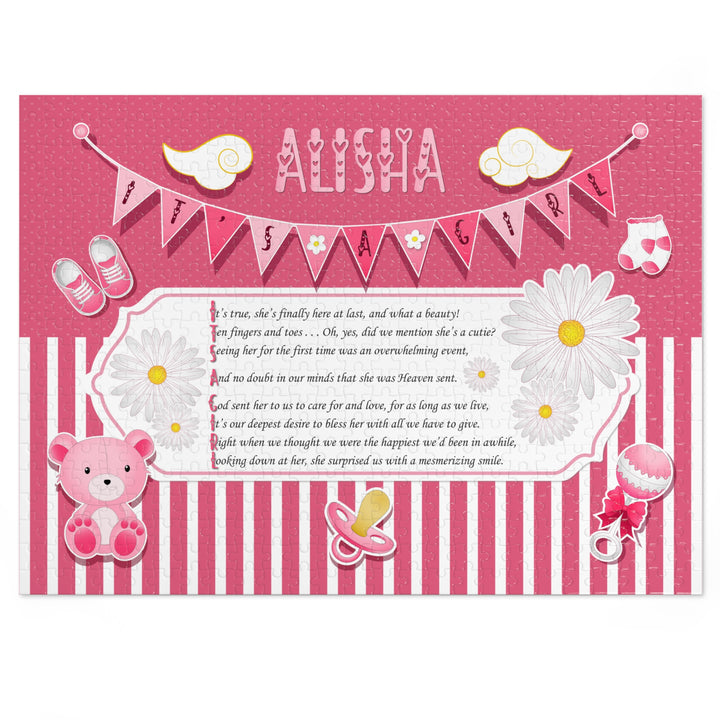 It's a Girl Acrostic Poem Puzzle - Banner and Stripes - Personalized