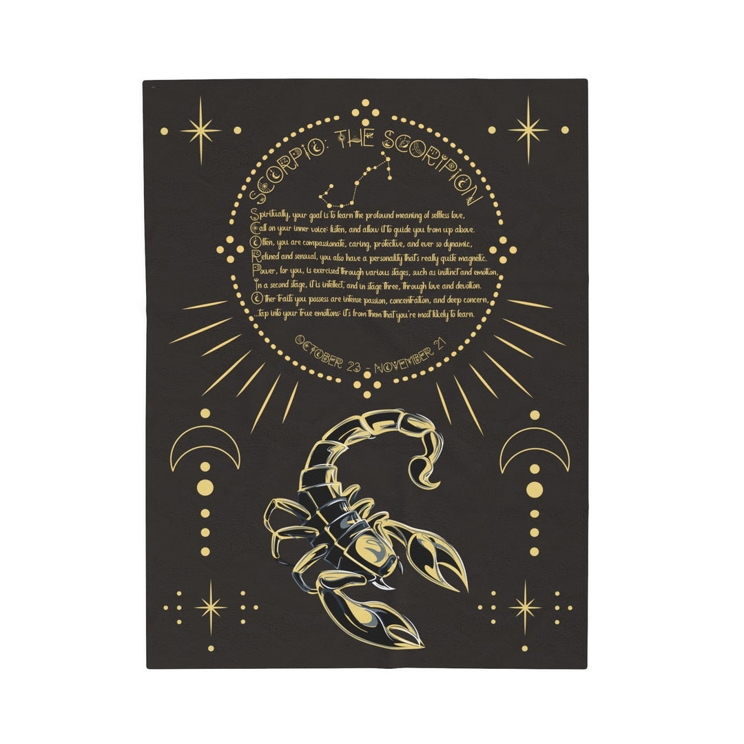 Written in the Stars Velveteen plush blanket with acrostic poem spelling out "Scorpio"