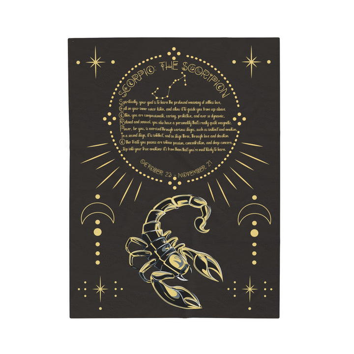 Written in the Stars Velveteen plush blanket with acrostic poem spelling out "Scorpio"