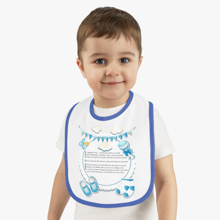 Baby Steps Acrostic Poem - Contrast Trim Jersey Bib - "It's a Boy" - Baby Items