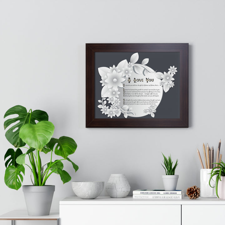 It's Just a Phrase "I Love You" Framed Acrostic Poem Print- Floral