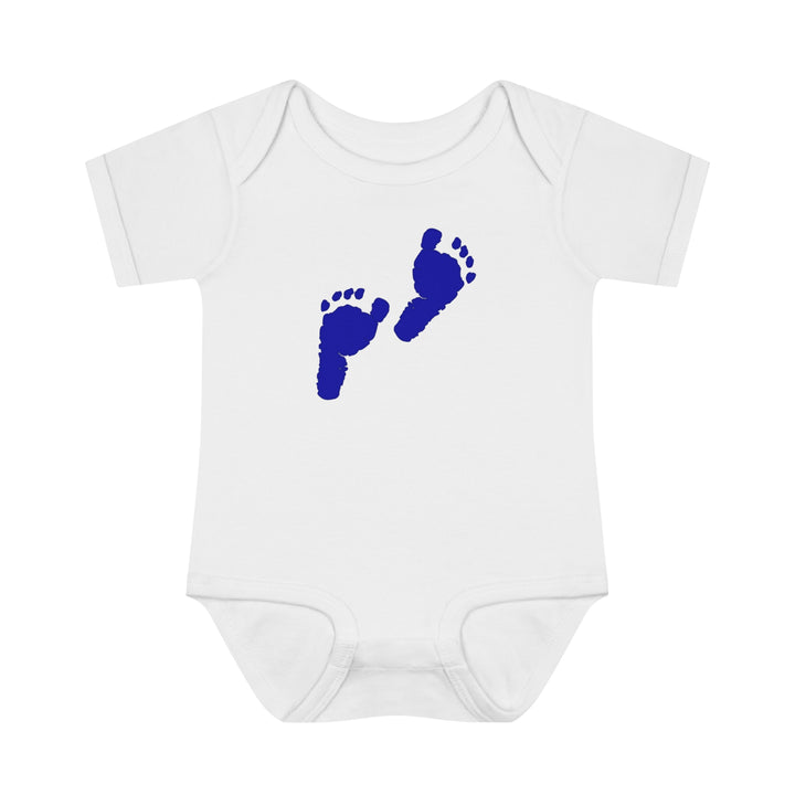Baby Steps "Baby Feet" Acrostic Poem Bodysuit - Blue Footprints