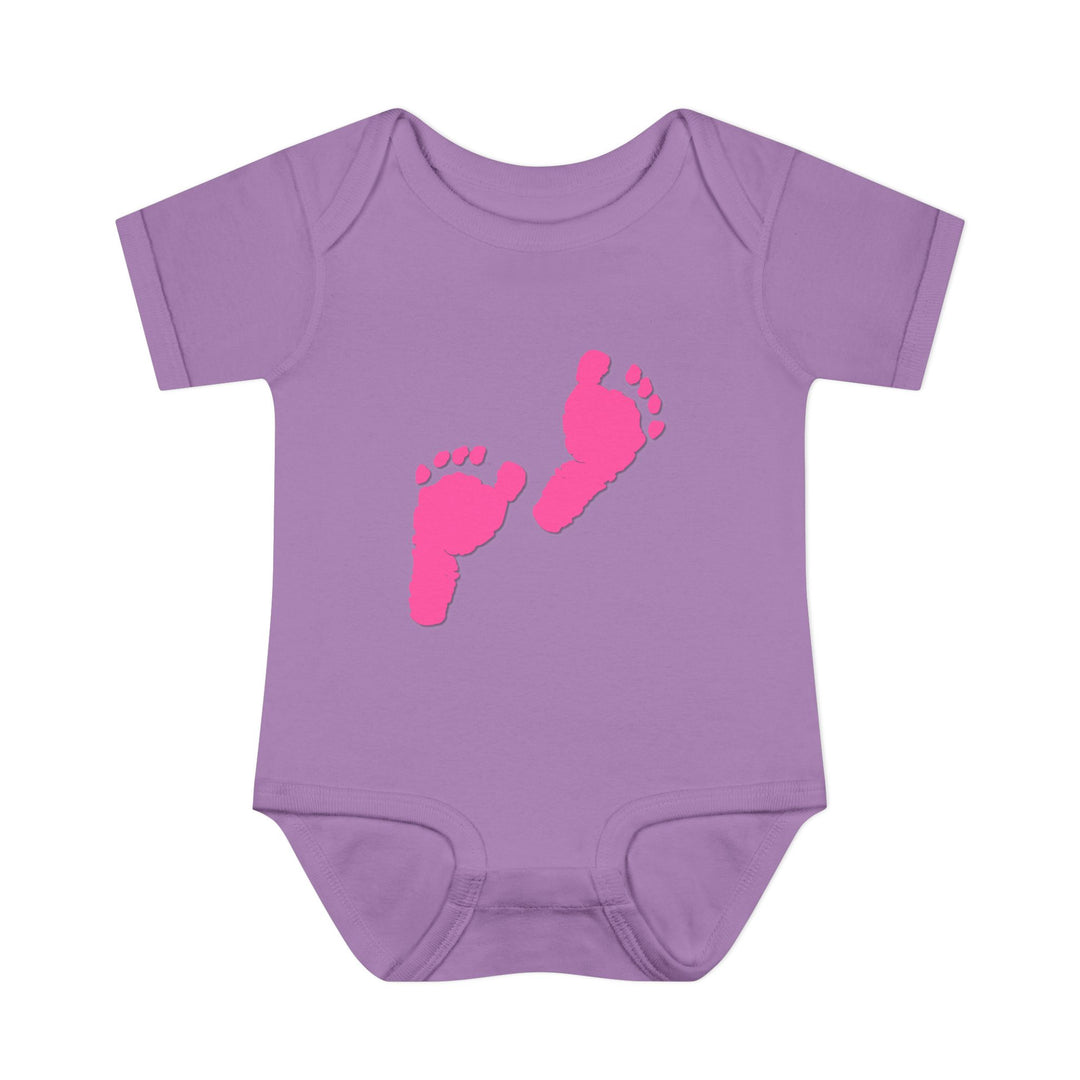 Baby Steps "Baby Feet" Acrostic Poem Bodysuit - Pink Footprints