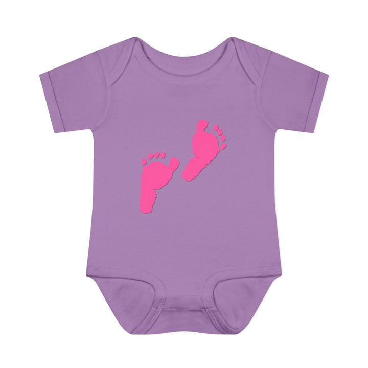 Baby Steps "Baby Feet" Acrostic Poem Bodysuit - Pink Footprints
