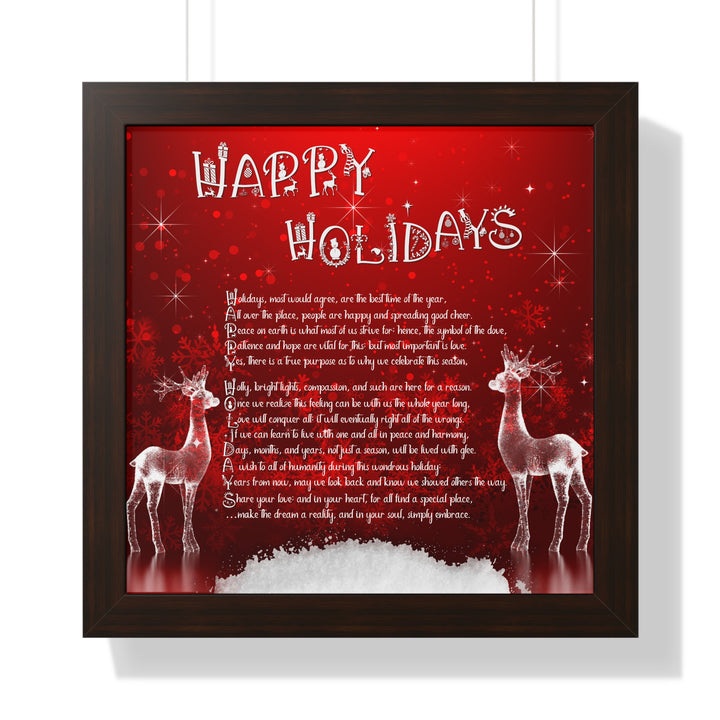 It's Just a Phrase "Happy Holidays" Framed Horizontal Acrostic Poem Poster