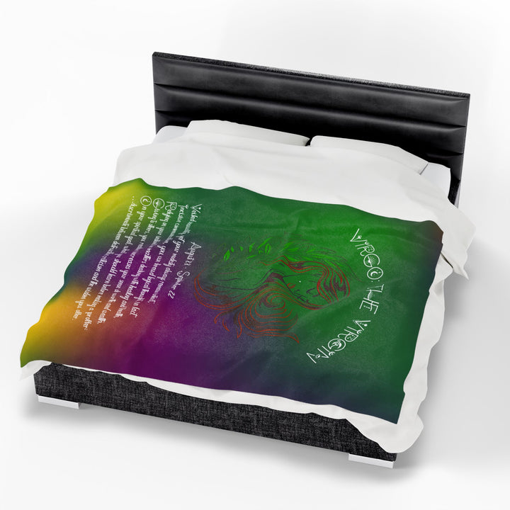 Virgo Acrostic Poem Velveteen Plush Blanket - Colored