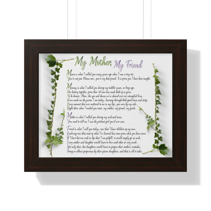 "My Mother, My Friend" Framed Acrostic Poem Print - Soft