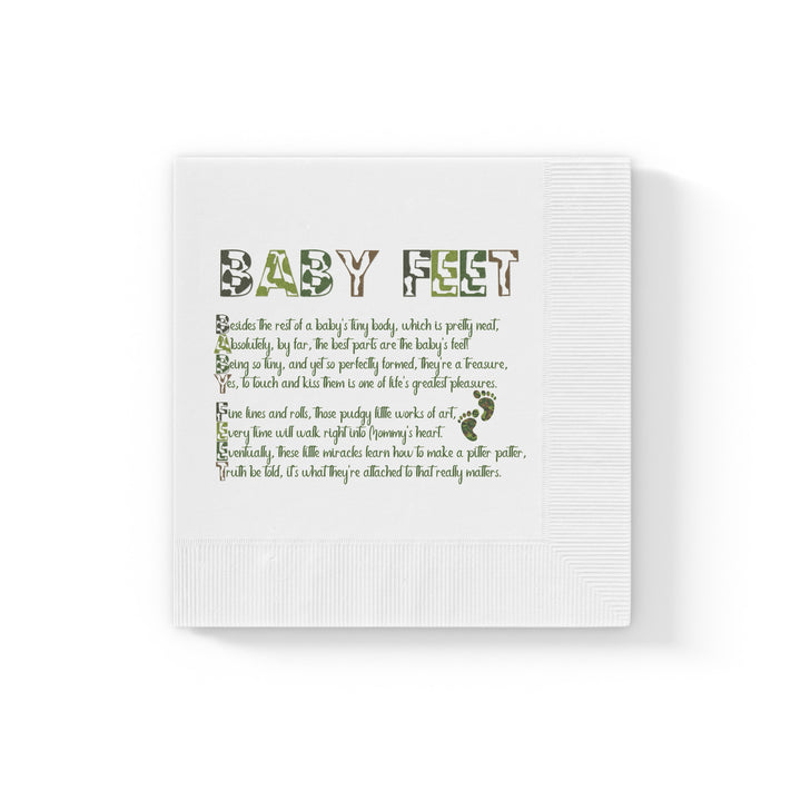 Baby Feet White Coined Napkins - Camo - No Personalization