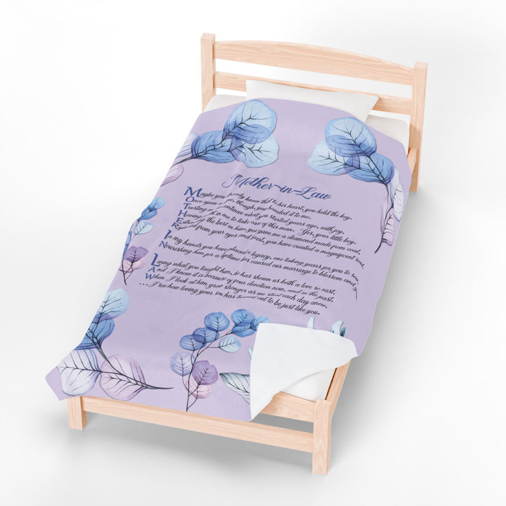Mother-in-Law Acrostic Poem Velveteen Plush Blanket - Transparent Flowers