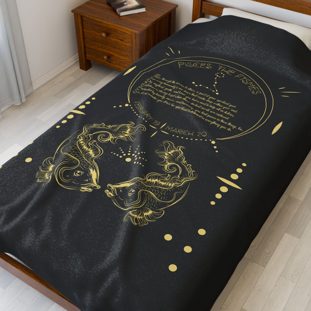 Pisces Acrostic Poem Velveteen Blanket