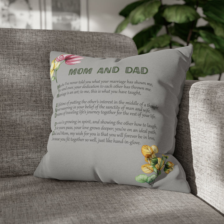 It's Just a Phrase "Mom and Dad" Acrostic Poem Grey Pillow Case/Cover