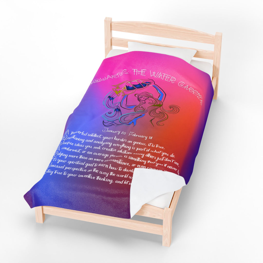 Aquarius Acrostic Poem Velveteen Plush Blanket - Colored