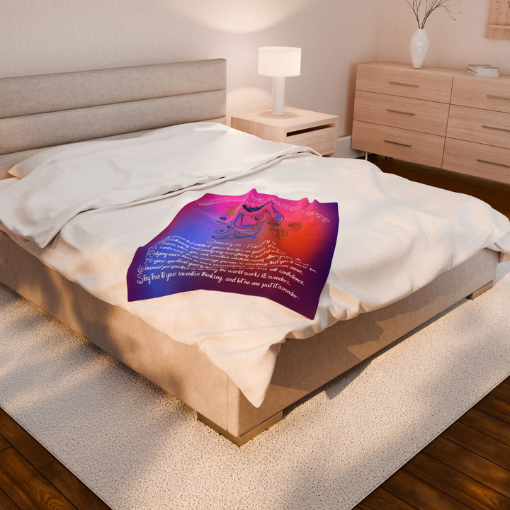 Aquarius Acrostic Poem Velveteen Plush Blanket  - Colorful