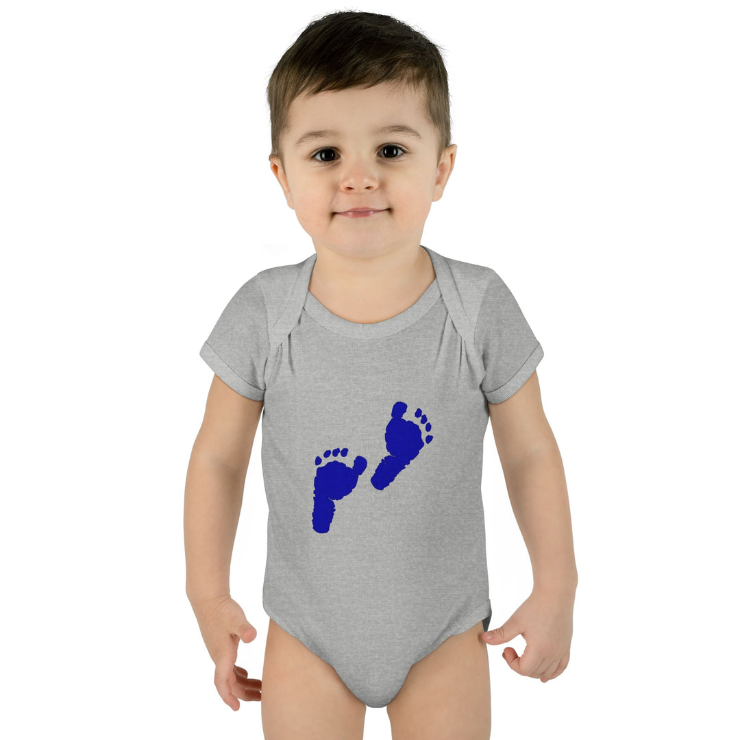 Baby Feet Acrostic Poem Baby Bodysuit - Blue Footprints