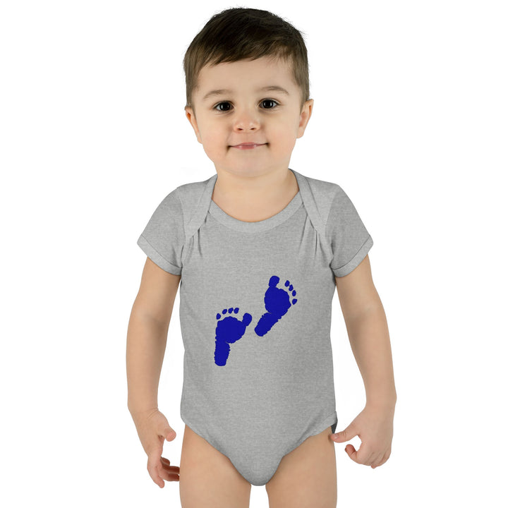 Baby Feet Acrostic Poem Baby Bodysuit - Blue Footprints