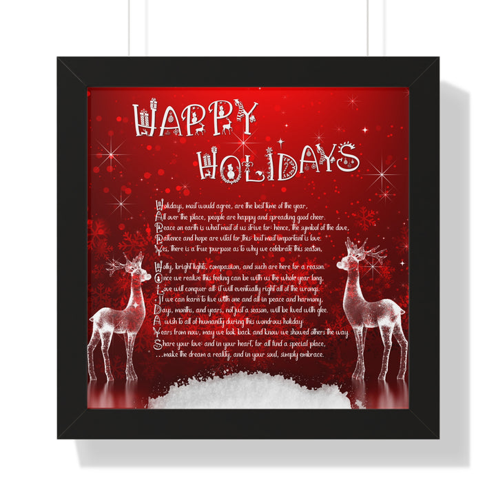 It's Just a Phrase "Happy Holidays" Framed Horizontal Acrostic Poem Poster
