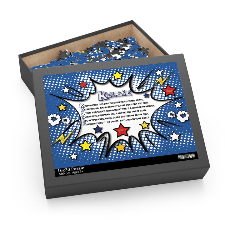 Namesakes Personalized Acrostic Name Poem Jigsaw Puzzle - Comic Blue