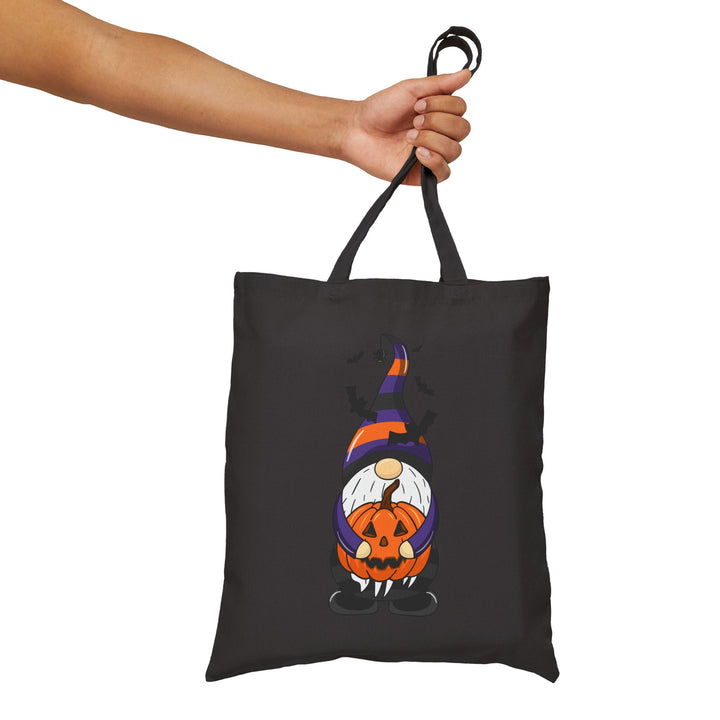 "Happy Halloween" Acrostic Poem Canvas Candy Tote Bag - Gnome - No Personalization