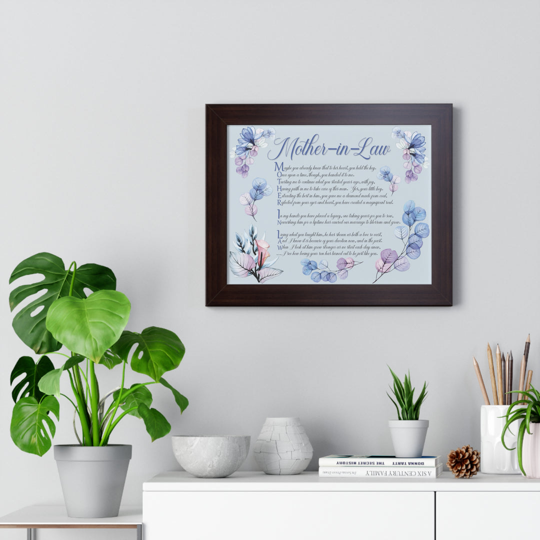 It's Just a Phrase "Mother-in-Law" Framed Horizontal Acrostic Poem Print- Floral