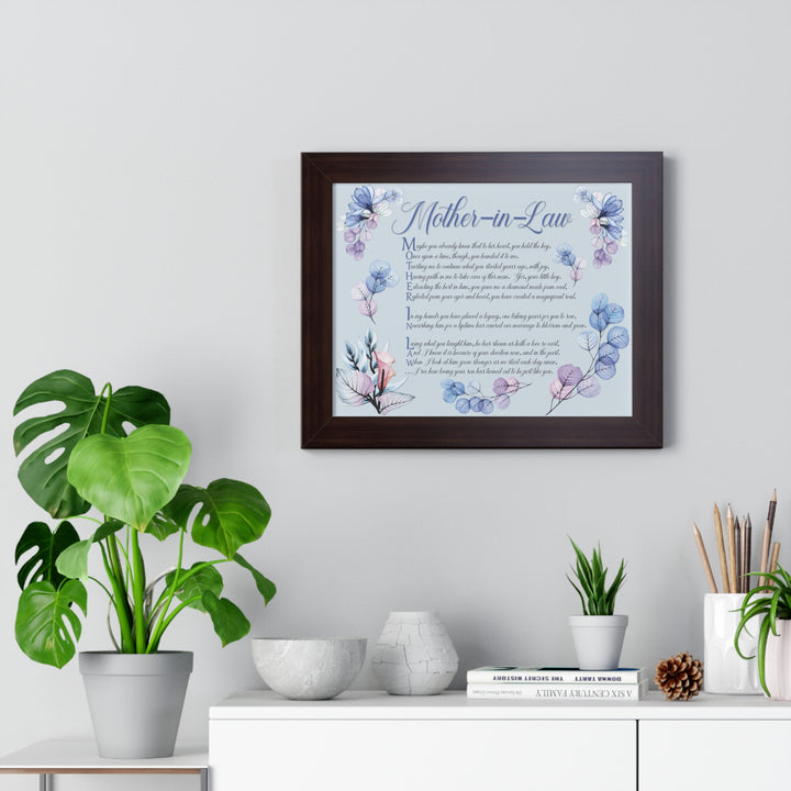 It's Just a Phrase "Mother-in-Law" Framed Horizontal Acrostic Poem Print- Floral
