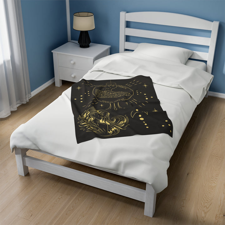 Written in the Stars Velveteen plush blanket with acrostic poem spelling out "Virgo"