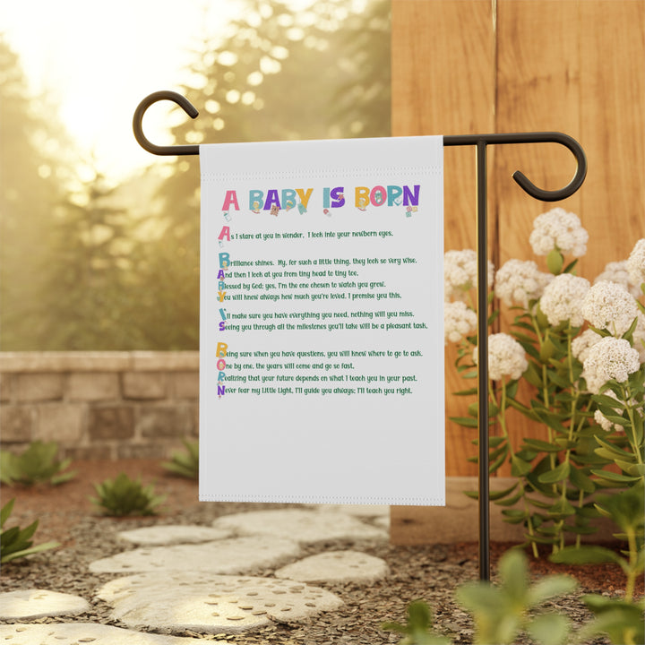A Baby is Born Acrostic Poem outdoor/Garden Banner