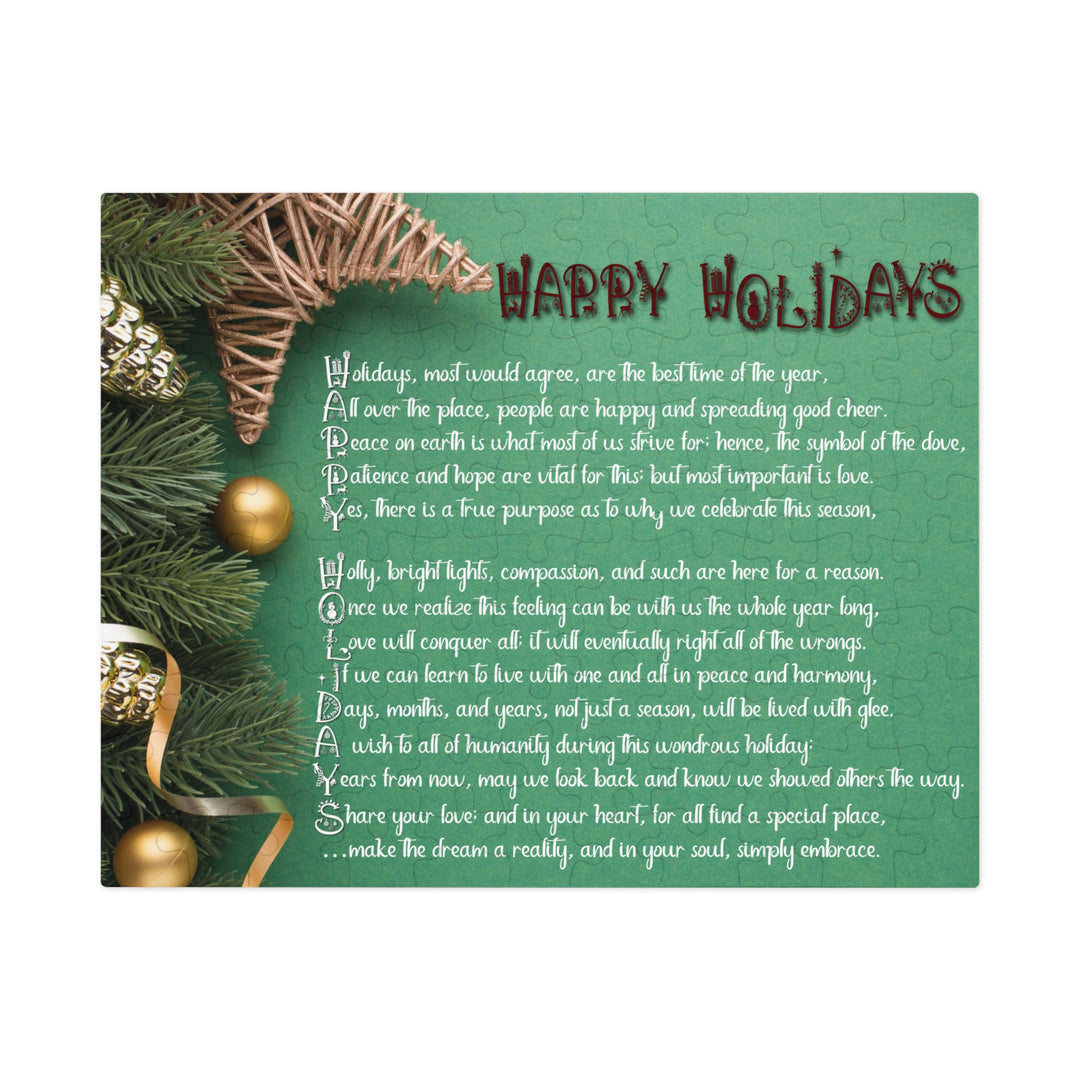 Happy Holidays Acrostic Poem Puzzle - Green Boho - Tin Box