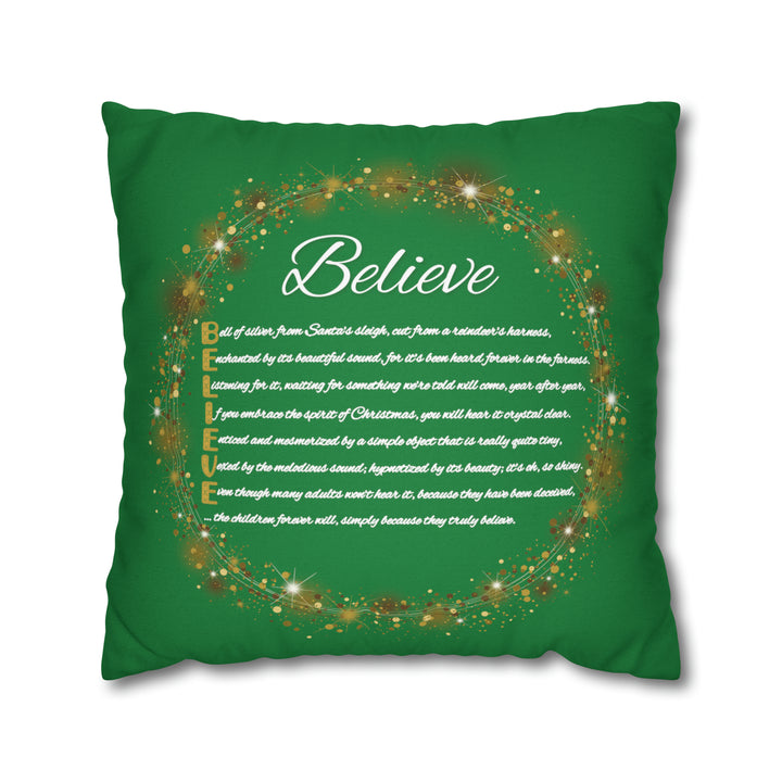 Pillow Case Cover with Acrostic Poem from "Learn, Lead, Believe" Collection Holiday, Spelling out "Believe" . Christmas Decor or Gift.