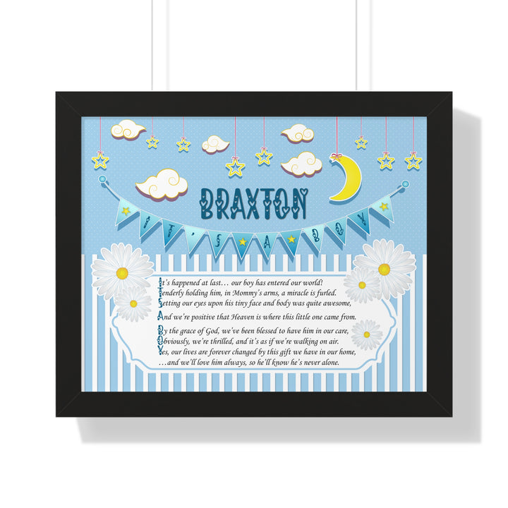 Baby Steps "It's a Boy" Framed Print Collection - Blue Stripes - Personalized