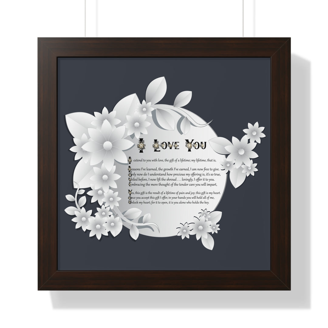 It's Just a Phrase "I Love You" Framed Acrostic Poem Print- Floral
