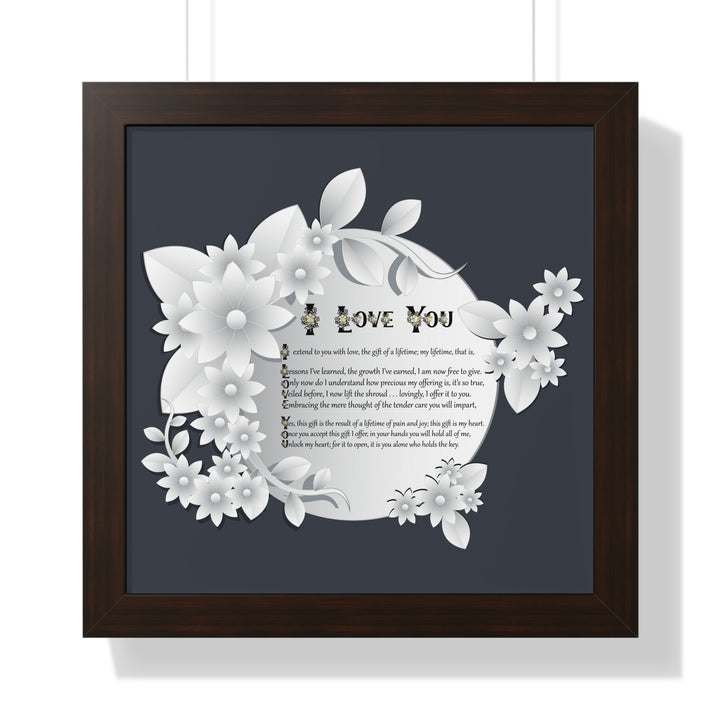 It's Just a Phrase "I Love You" Framed Acrostic Poem Print- Floral