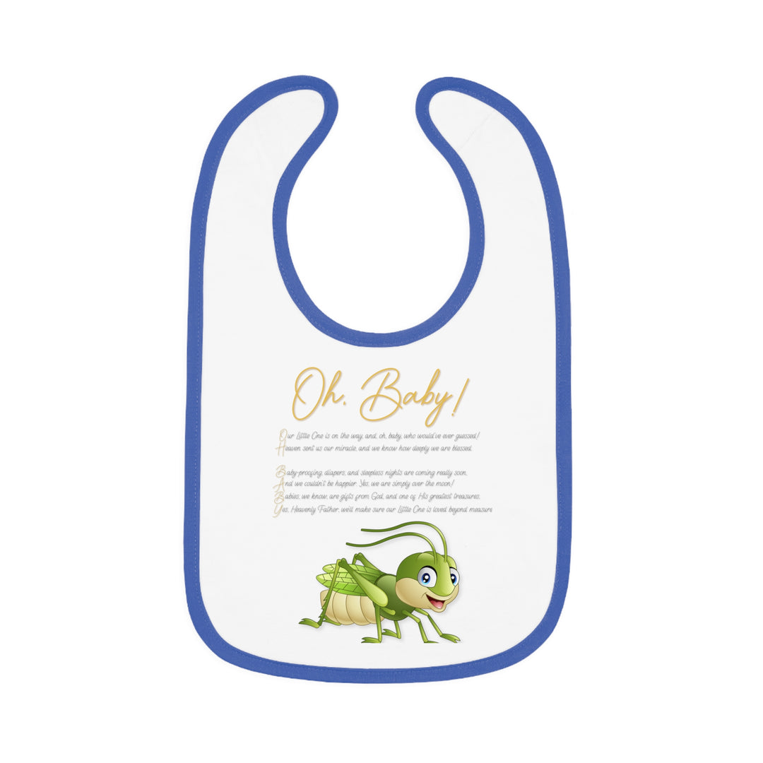Baby Steps Acrostic Poem - Contrast Trim Jersey Bib - "Oh, Baby" Grasshopper