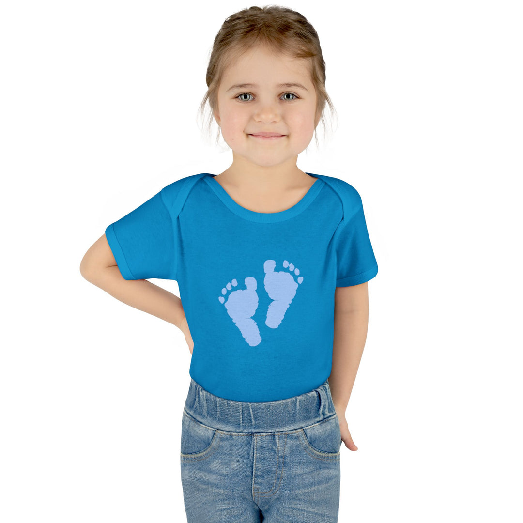 Baby Feet Acrostic Poem Baby Bodysuit - Blue Footprints