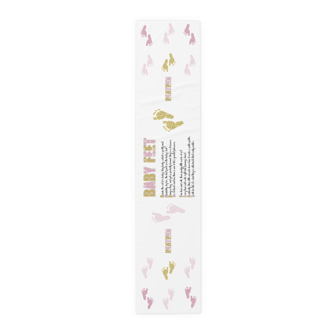 “Baby Feet” Table Runner - Pink-Gold - Personalized