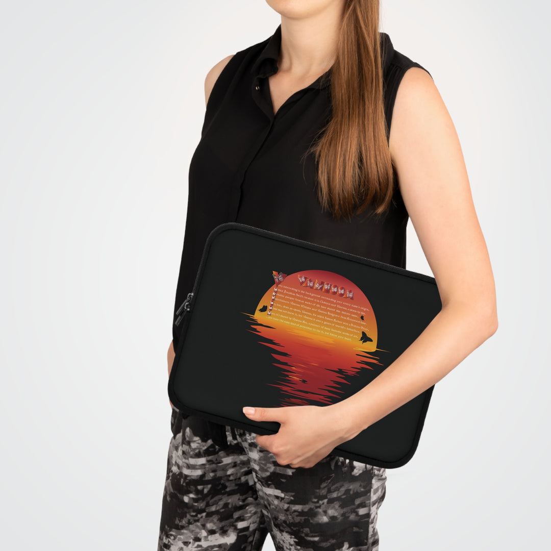 Namesakes Acrostic Poem Neoprene Laptop Sleeve - Solid Black Back