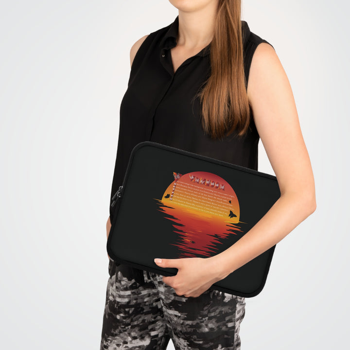 Namesakes Acrostic Poem Neoprene Laptop Sleeve - Solid Black Back
