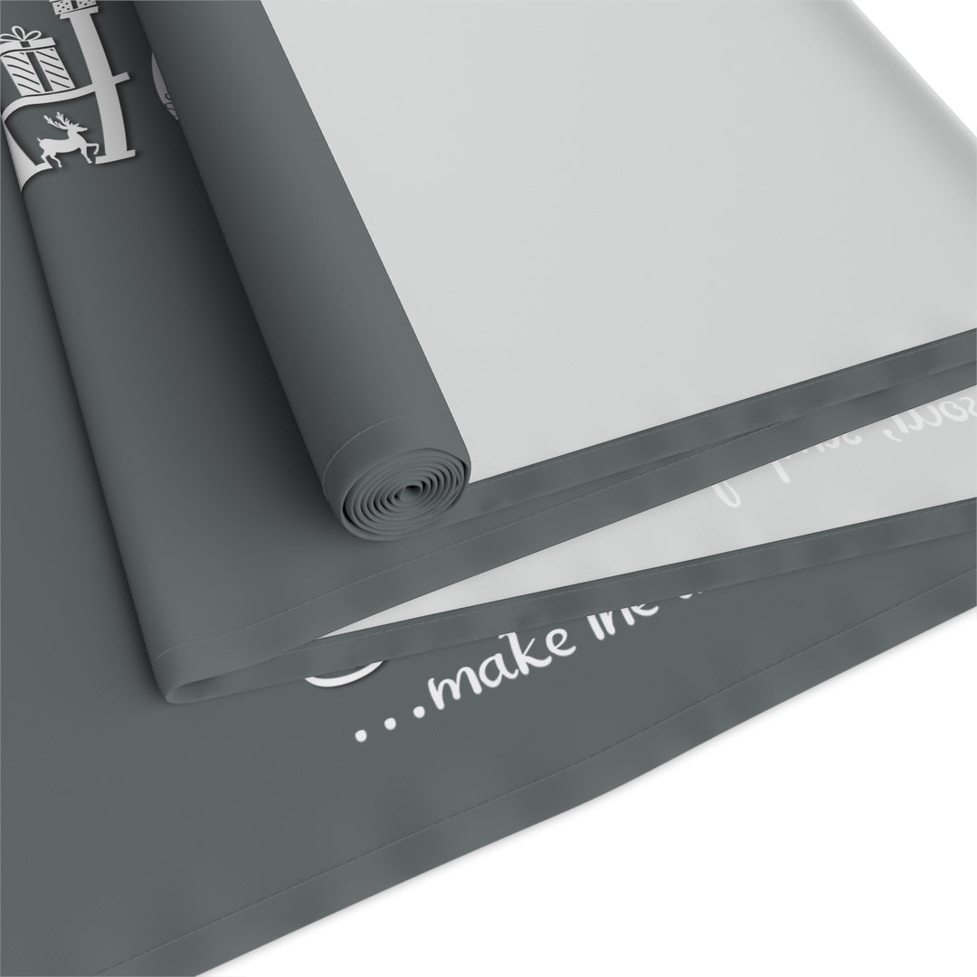 Happy Holidays Acrostic Poem Table Runner - Gray-Ornaments