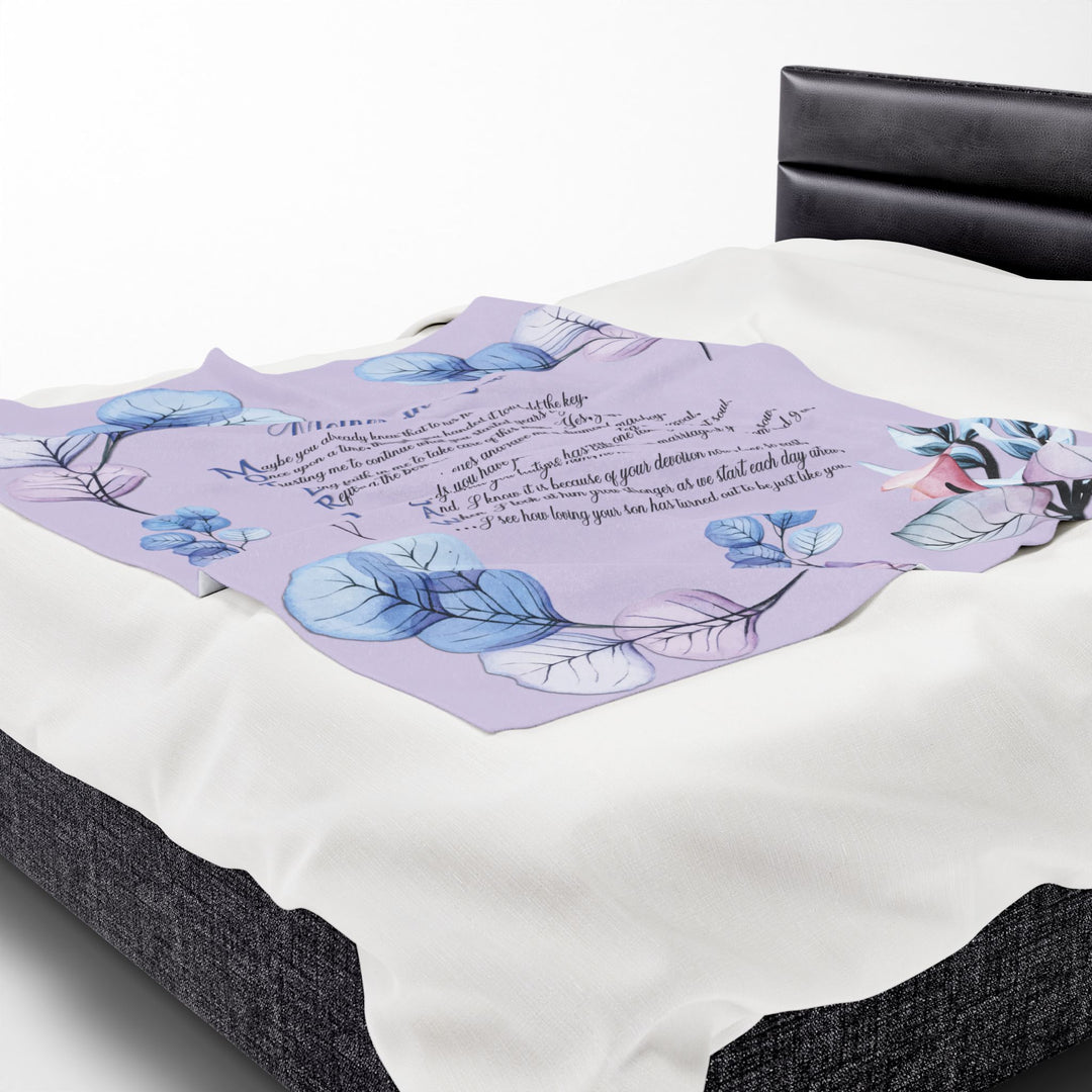 Mother-in-Law Acrostic Poem Velveteen Plush Blanket - Transparent Flowers