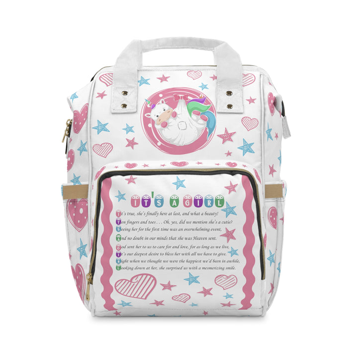 Baby Steps Multifunctional Diaper Backpack - "It's a Girl" - Baby Unicorn