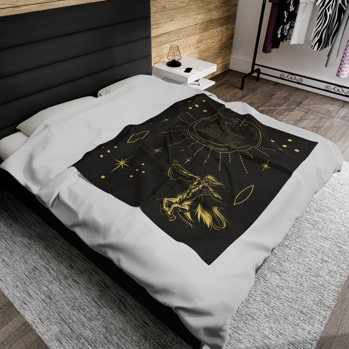 Written in the Stars Velveteen plush blanket with acrostic poem spelling out "Sagittarius"