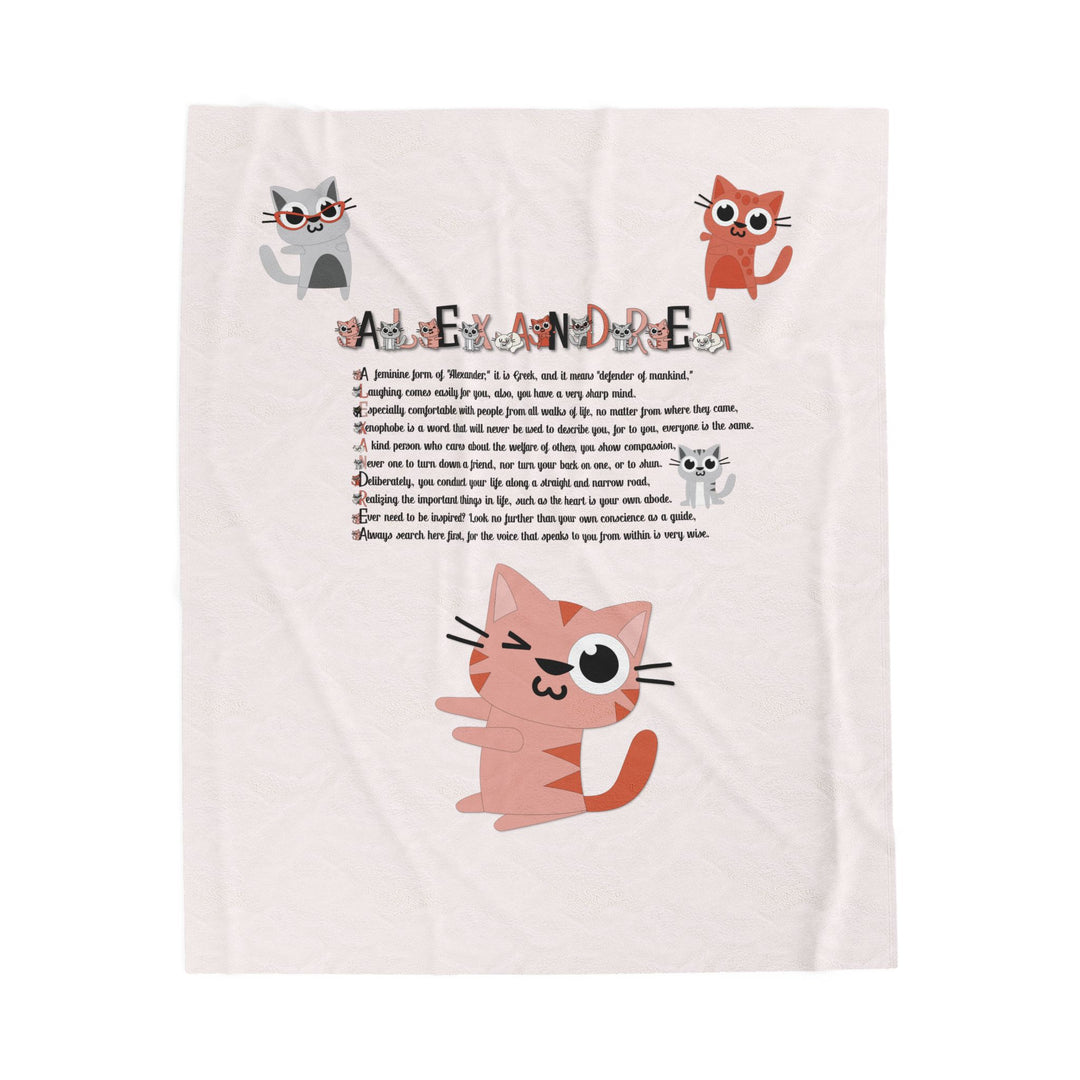 Namesakes Acrostic Poem Velveteen Plush Blanket - Kitty Design