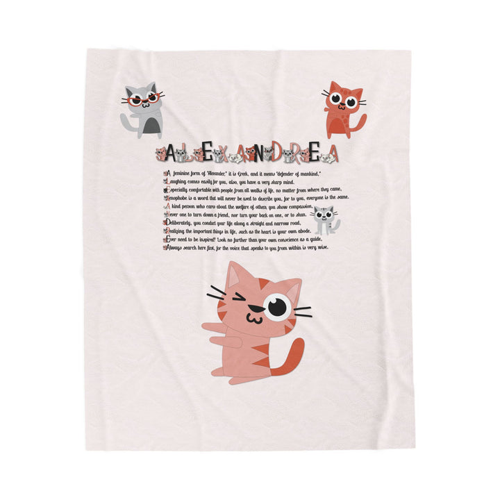 Namesakes Acrostic Poem Velveteen Plush Blanket - Kitty Design