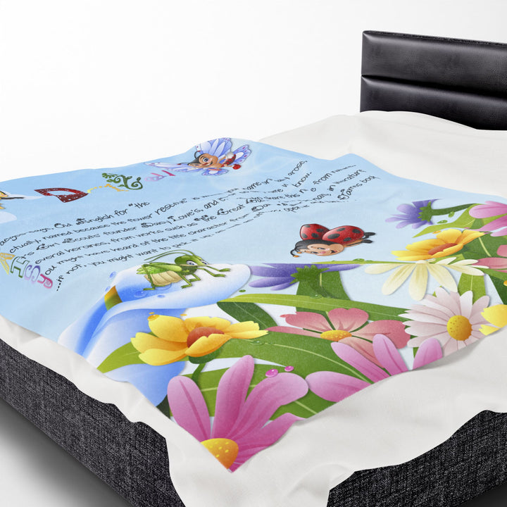 Namesakes Acrostic Poem Velveteen Plush Blanket - Flowers-Insects