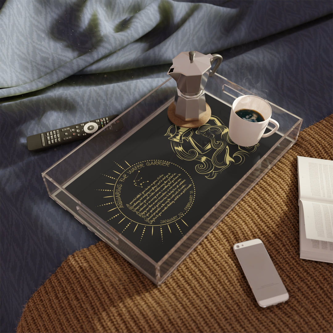 Aquarius Acrostic Poem Acrylic Serving Tray